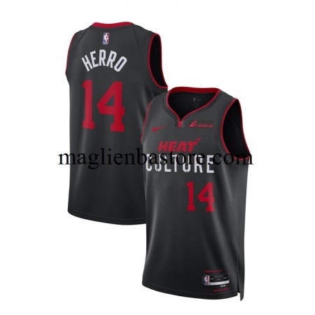Maglia NBA Miami Heat Tyler Herro 14 Nike 2023-2024 City Edition Nero Swingman - Uomo